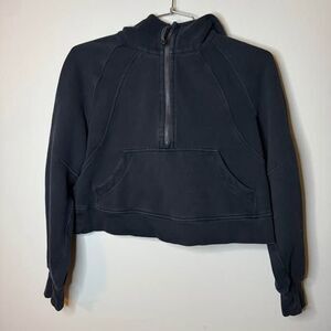 Lululemon women’s size xs/s cropped black oversized half zip scuba hoodie
